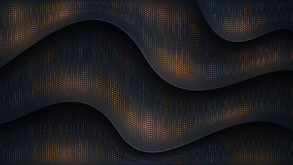 Poster - Luxury dark background textured and wavy with a combination of shining dots. Eps10 vector illustration