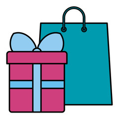 Poster - shopping bag with gift box