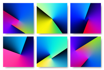 Wall Mural - Set of Colorful Angle Gradient Backgrounds. Minimalistic Square Design for Branding, Banners, Posters and Brochures. EPS10 Vector.