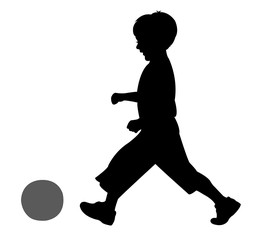 Wall Mural - boy playing with ball, silhouette vector