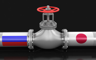Poster - Pipeline with flags. Image with clipping path