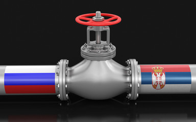 Poster - Pipeline with flags. Image with clipping path