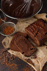 Wall Mural - Homemade chocolate cake and cream with whisk