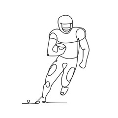 Sticker - Drawing a continuous line. American football player on white isolated background