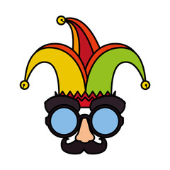 Poster - fools day mask glasses and mustache with joker hat