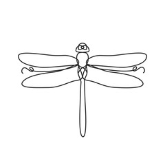 Sticker - Drawing a continuous line. Dragonfly on white isolated background