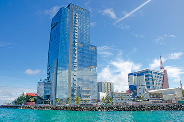  city of Male island of Maldives view from the ocean