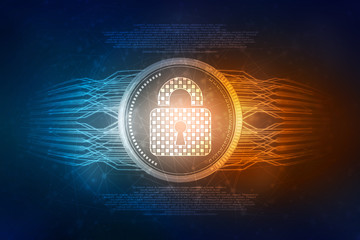Poster - 2d illustration Safety concept: Closed Padlock on digital background