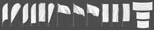 Realistic White Advertising Textile  Vector Flags And Banners, Set