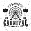 Carnival funfair and ferris wheel black emblem