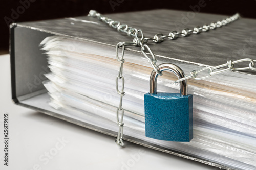 Files locked with chain and padlock - data and privacy security Poster Mural XXL