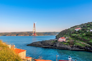 Poster - Istanbul, Turkey, 9 May 2015: Yavuz Sultan Selim Bridge construction, Garipce, Sariyer