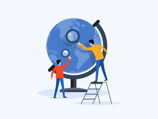 Poster - flat Vector illustration  technology business research , learning and online education concept 