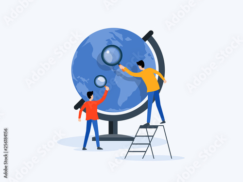 Cuadros en Lienzo flat Vector illustration technology business research , learning and online edu