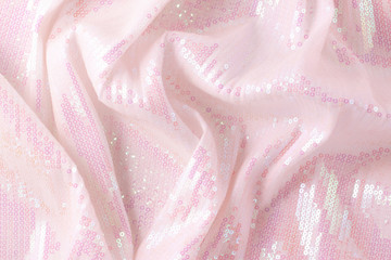 Wall Mural - Large shiny glossy pink sequins background.