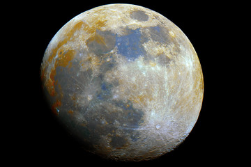 Wall Mural - close up to mineral moon taken by telescope in the dark space, with its natural colors.