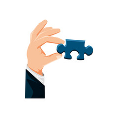 Sticker - hand with puzzle piece isolated icon