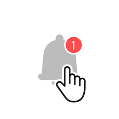 Poster - notifications bell icon with bell and cursor hand and different elements. for incoming inbox message