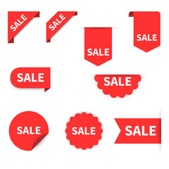 Wall Mural - sale label collection set. sale tags. discount red ribbons, banners and icons. shopping tags. sale i