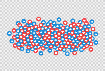 Wall Mural - like and heart icons vector illustration on transparent background.