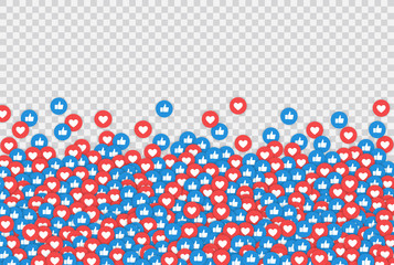Wall Mural - like and heart icons vector illustration on transparent background.