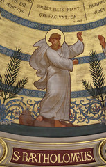 Wall Mural - Saint Bartholomew, the dome painted by Charles Joseph Lameire, St Francis Xavier's Church in Paris, France