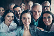 © deagreez - Close up photo business people different age race free time leisure excited team building she her he him his telephone smart phone make take selfies best brigade friendship formal wear jackets shirts