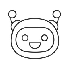 Sticker - Laughing robot emoji linear icon