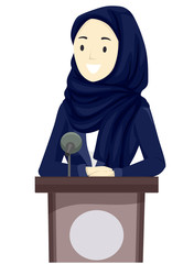 Sticker - Girl Hijab Business Speaker Qatar Illustration