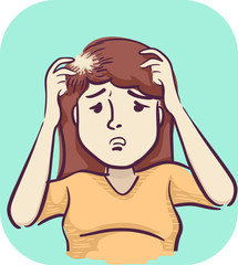 Wall Mural - Girl Hair Loss Symptom Illustration