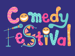 Wall Mural - Comedy Festival Lettering Illustration