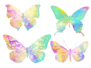 Aufkleber - set of watercolor butterflies. isolated on white background