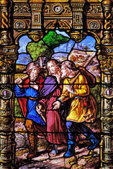 Appearance to the two disciples on their way to Emmaus , stained glass windows in the Saint Gervais and Saint Protais Church, Paris, France