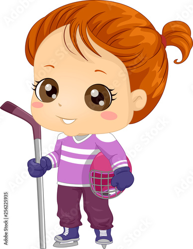 Kid Girl Ice Hockey Outfit Illustration