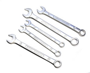 set of wrenches on white background