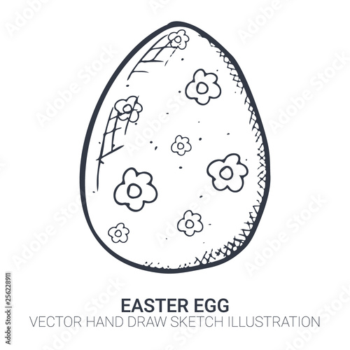 Easter Egg In Doodle Style Hand Drawn Illustration Banner
