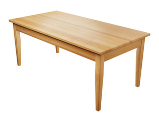 Poster - big, wooden table isolated on white background with clipping path included, 3D render