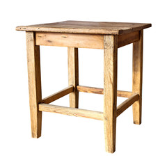 Poster - old rustic stool isolated on white board with clipping path included
