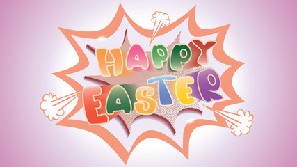 Wall Mural - Retro comic speech bubble with text -Happy Easter- isolated on a violet background