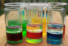  Multicomponent Systems Of Liquids In Chemical Glasses, Insoluble In Each Other Liquids With Different Densities.