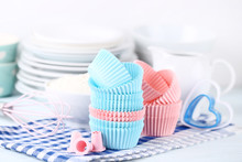 Colorful Cupcake Cases With Kitchen Utensils