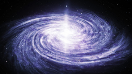 Wall Mural - 3d illustration of spiral milky way galaxy rotation in space filled with stars and nebulae. bright g