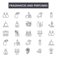 Wall Mural - Fragrances and perfumes line icons for web and mobile. Editable stroke signs. Fragrances and perfumes  outline concept illustrations