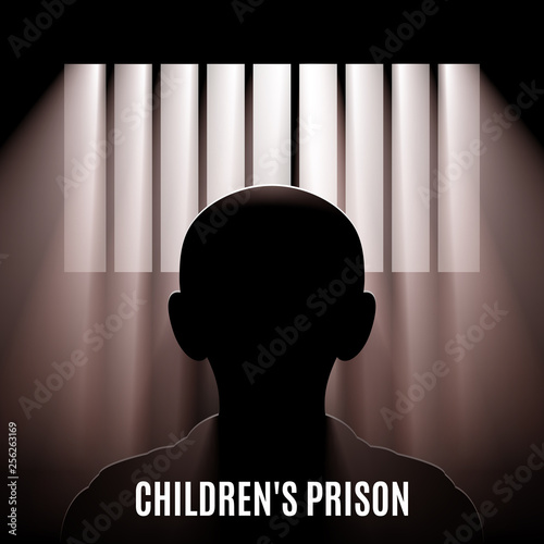 Cuadros en Lienzo Illustration of a Child Behind Bars
