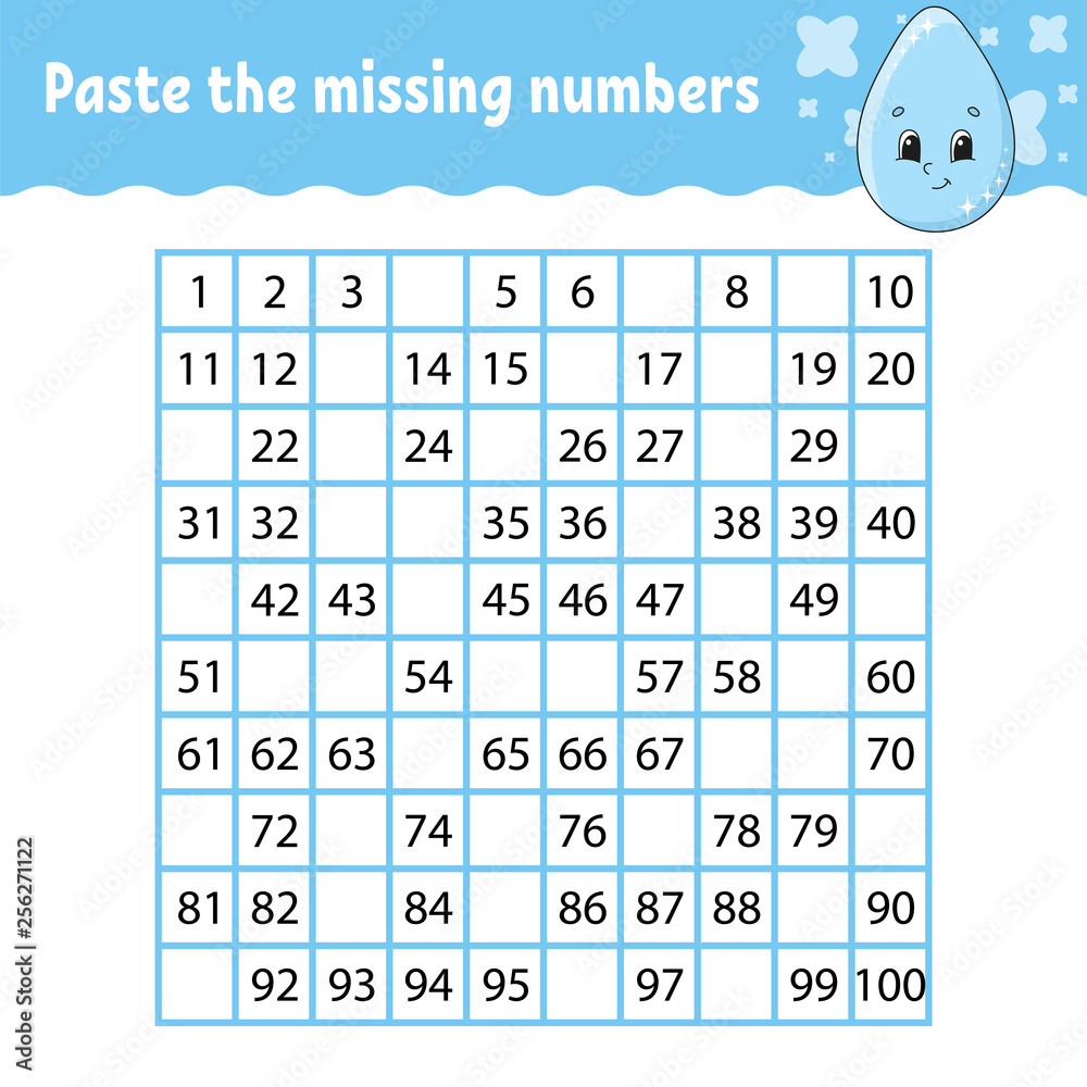 Catoonic Missing Numbers Paste the missing numbers. Handwriting practice. Learning numbers for ...