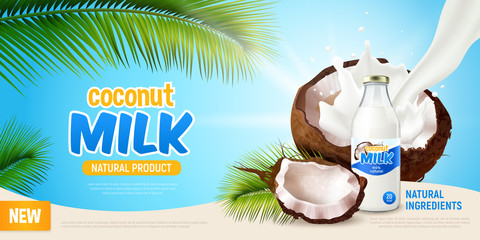 Poster - Coconut Milk Realistic Poster