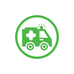 Poster - Ambulance, car, emergency, medical, medical green color icon