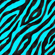 Black And Blue Turquoise Abstract Zebra Striped Textured Seamless Pattern