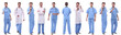 © ASDF - panoramic collage group of medical doctors . isolated on white
