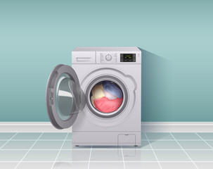 Canvas Print - Washing Machine Realistic Composition